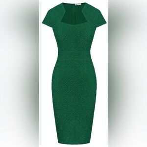 Grace Karin Elegant Green Textured Dress